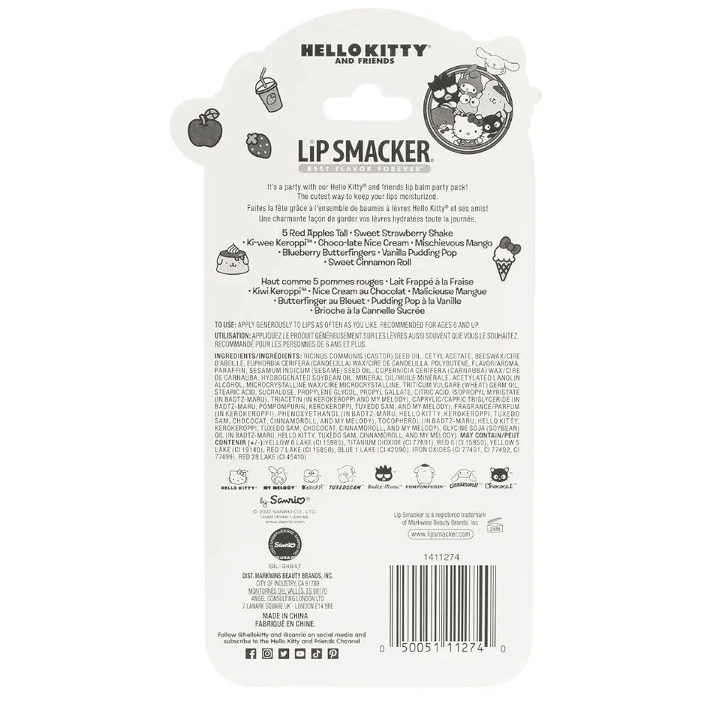 NEW Lip Smacker Sanrio Hello Kitty 8-Piece Flavored Lip Balm My Melody Little Tw
